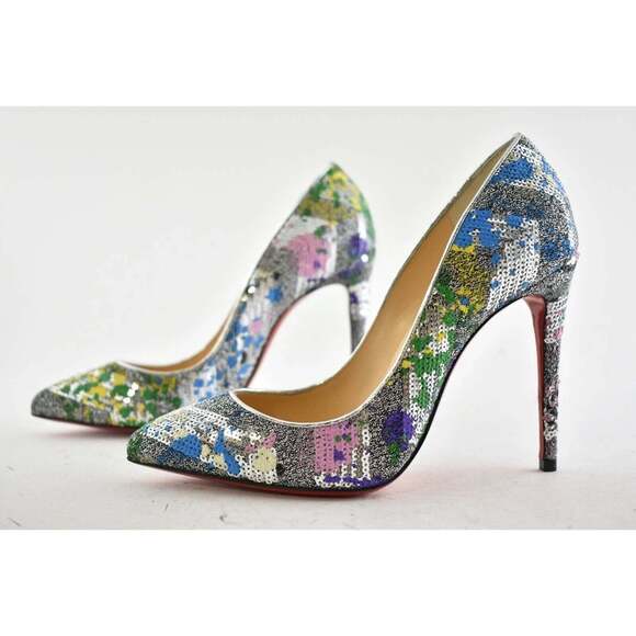 Christian Louboutin Pigalle Follies 100 Paillette Splash Sequin Heel Pump 37.5 - Picture 8 of 11